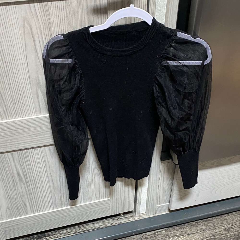 Black Puff Sleeve Sweater